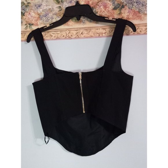 Sincerely Jules Medium Black Clubbing Going Out Crop Lined Stretch Tank Top - Picture 3 of 4